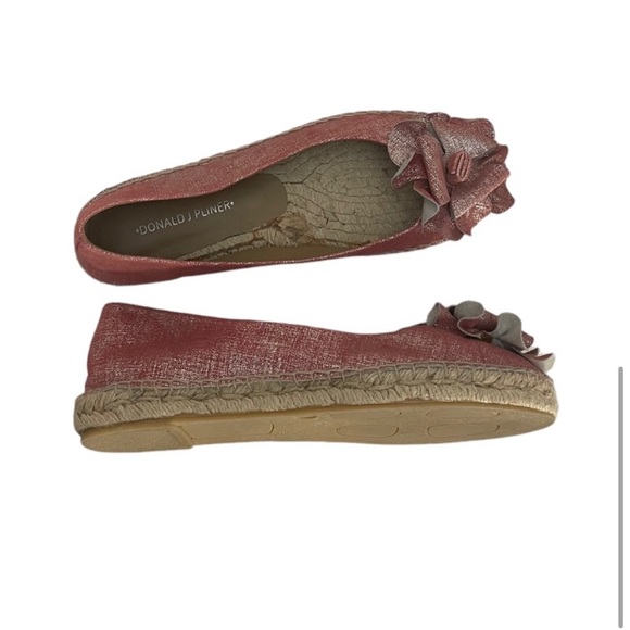 Donald J Pliner cloth pink silver antiqued bow detail flat jute espadrille size8 - Picture 6 of 14